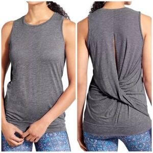 Athleta Siri Twist Tank Top Womens XS Heather Gray Muscle Tee Loungewear Casual